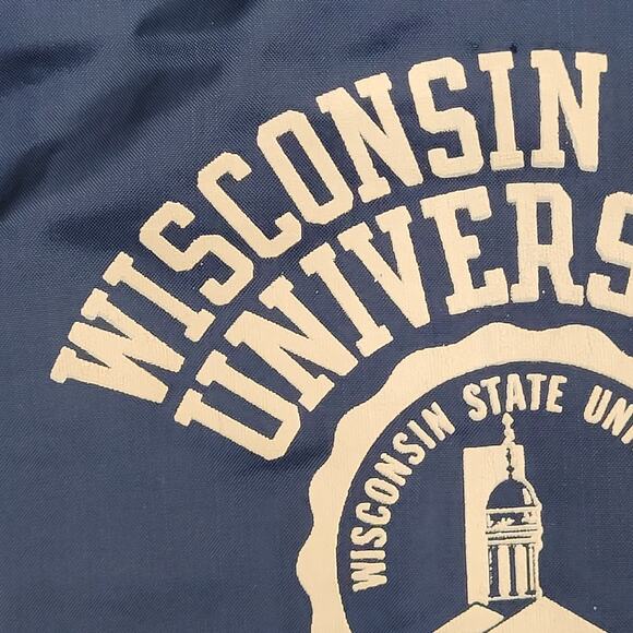 Vintage 80s Champion Coach Jacket Large 23x28 Baggy Wisconsin - Picture 9 of 13